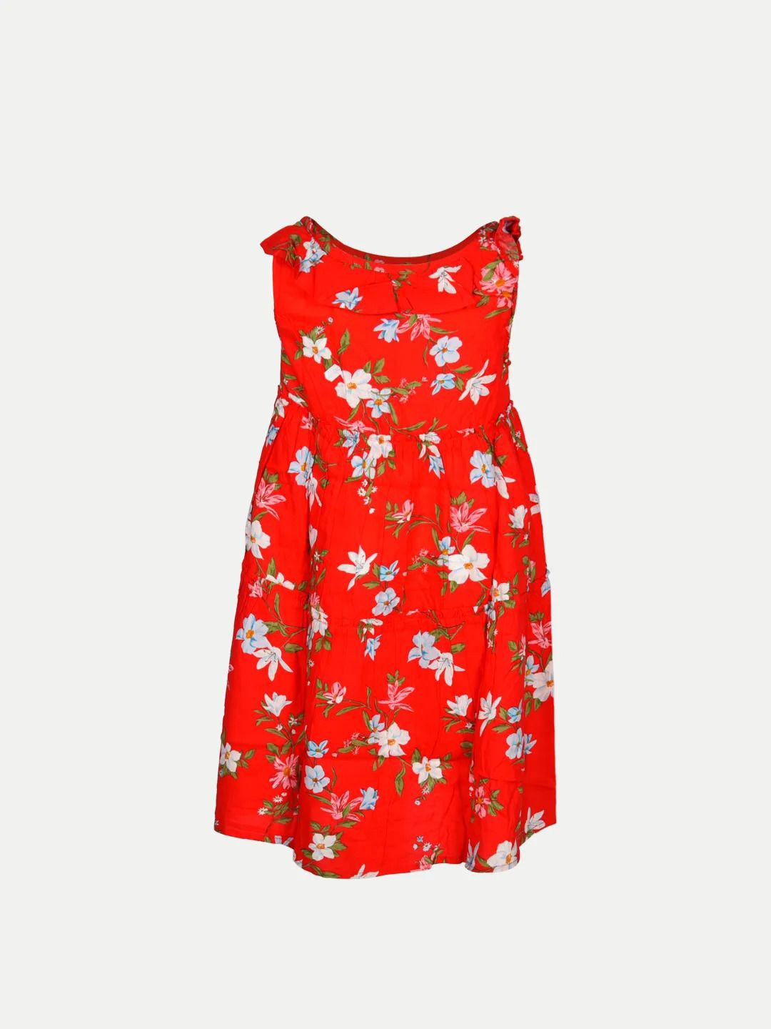 

BAESD Girls Floral Print Fit & Flare Dress, Red