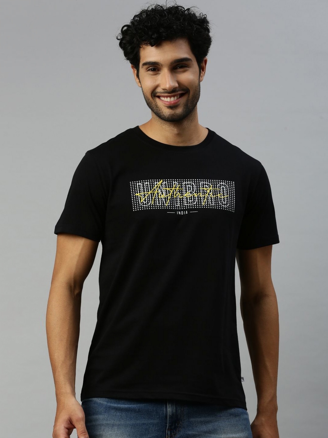 

Unibro Men Typography 2 Printed Applique T-shirt, Black