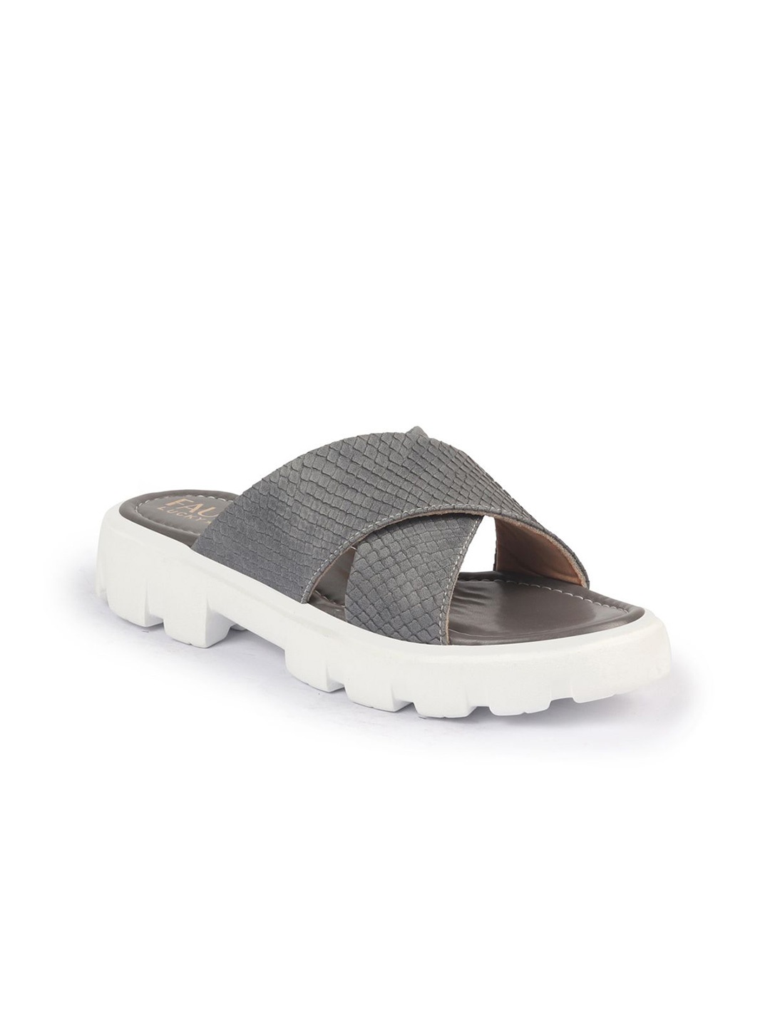 

FAUSTO Women Textured Open Toe Flats, Grey