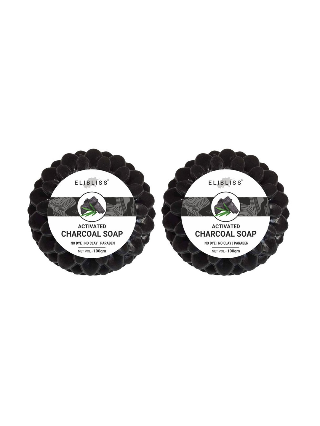 

ELIBLISS Set Of 2 Activated Charcoal Soap- 100gm Each, Black