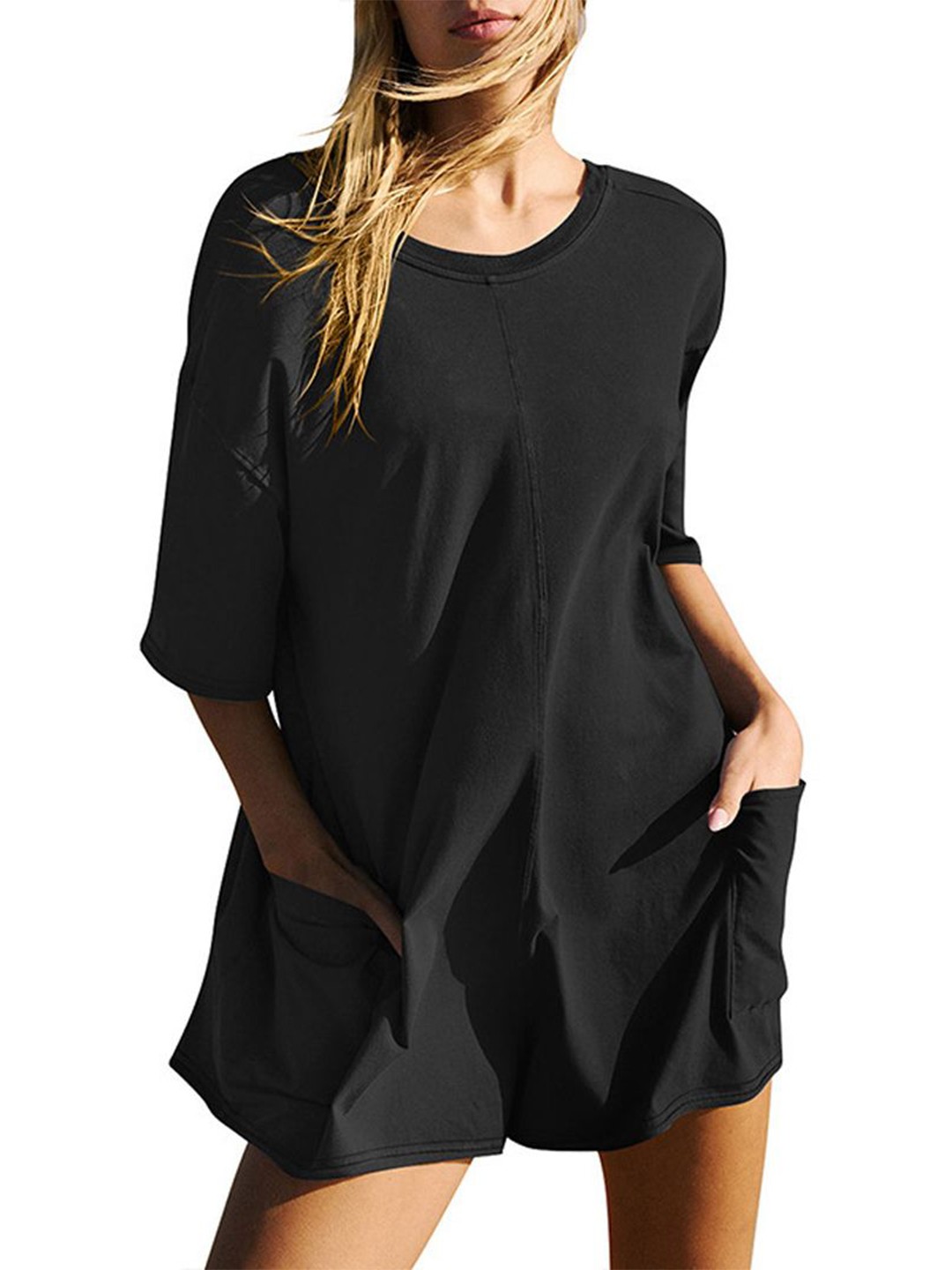 

StyleCast Women Round Neck A-Line Mini Dress, Olive