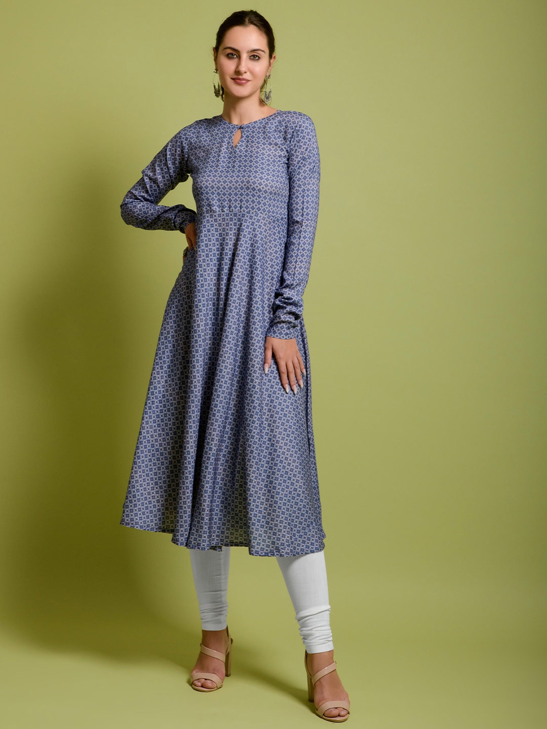 

SAZRIKA Printed Anarkali Kurta, Blue