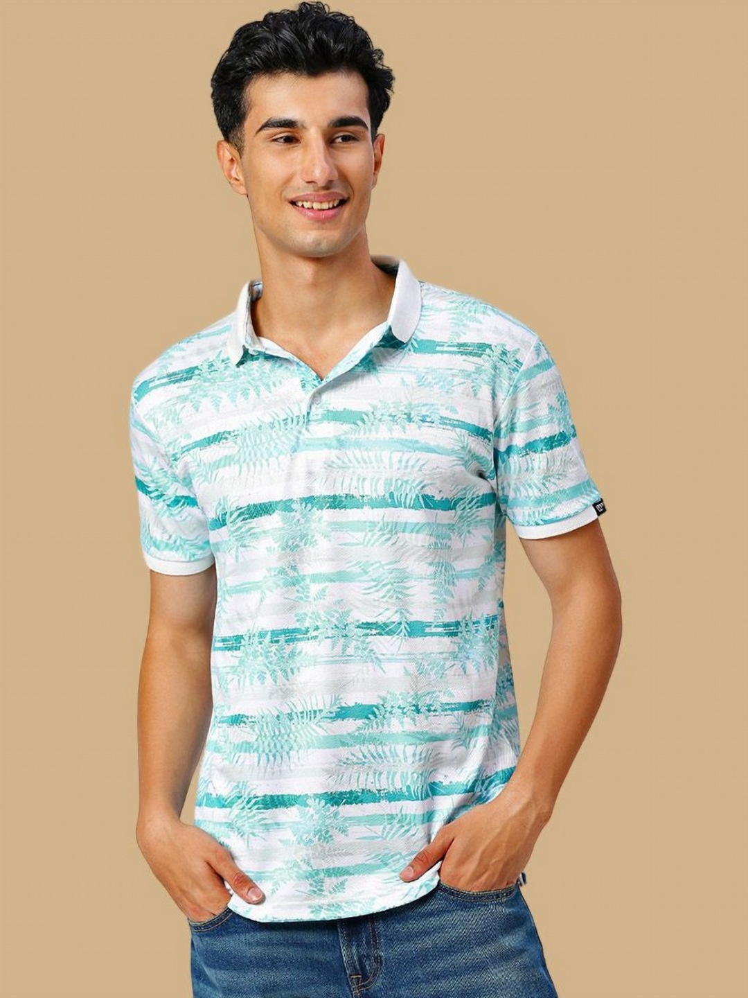 

Wear Your Opinion Men Premium All Over Printed Polo Collar Neck T-shirt, Sea green