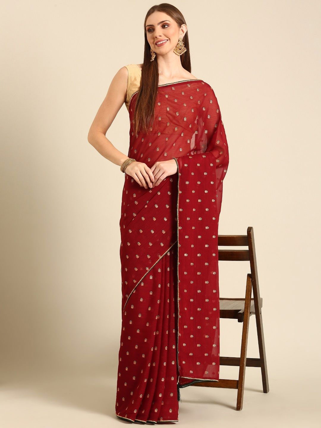 

all about you Woven Design Ethnic Motifs Saree, Maroon