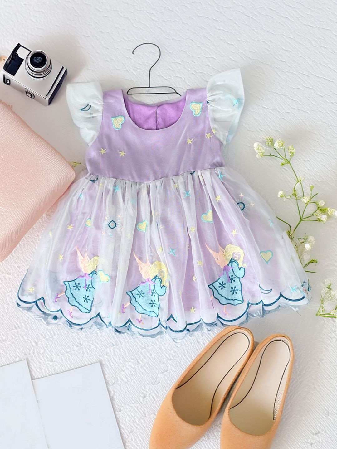 

Bella Moda Embroidered Net Dress, Lavender