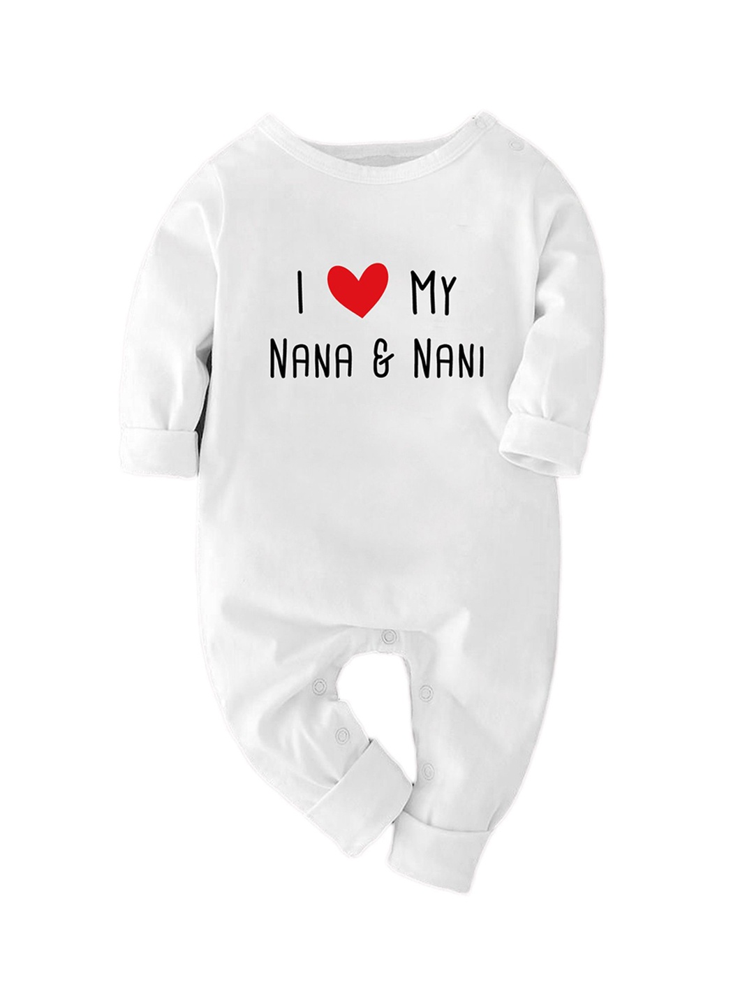 

Zeezeezoo Infants I Love Nana Nani Printed Cotton Romper, White