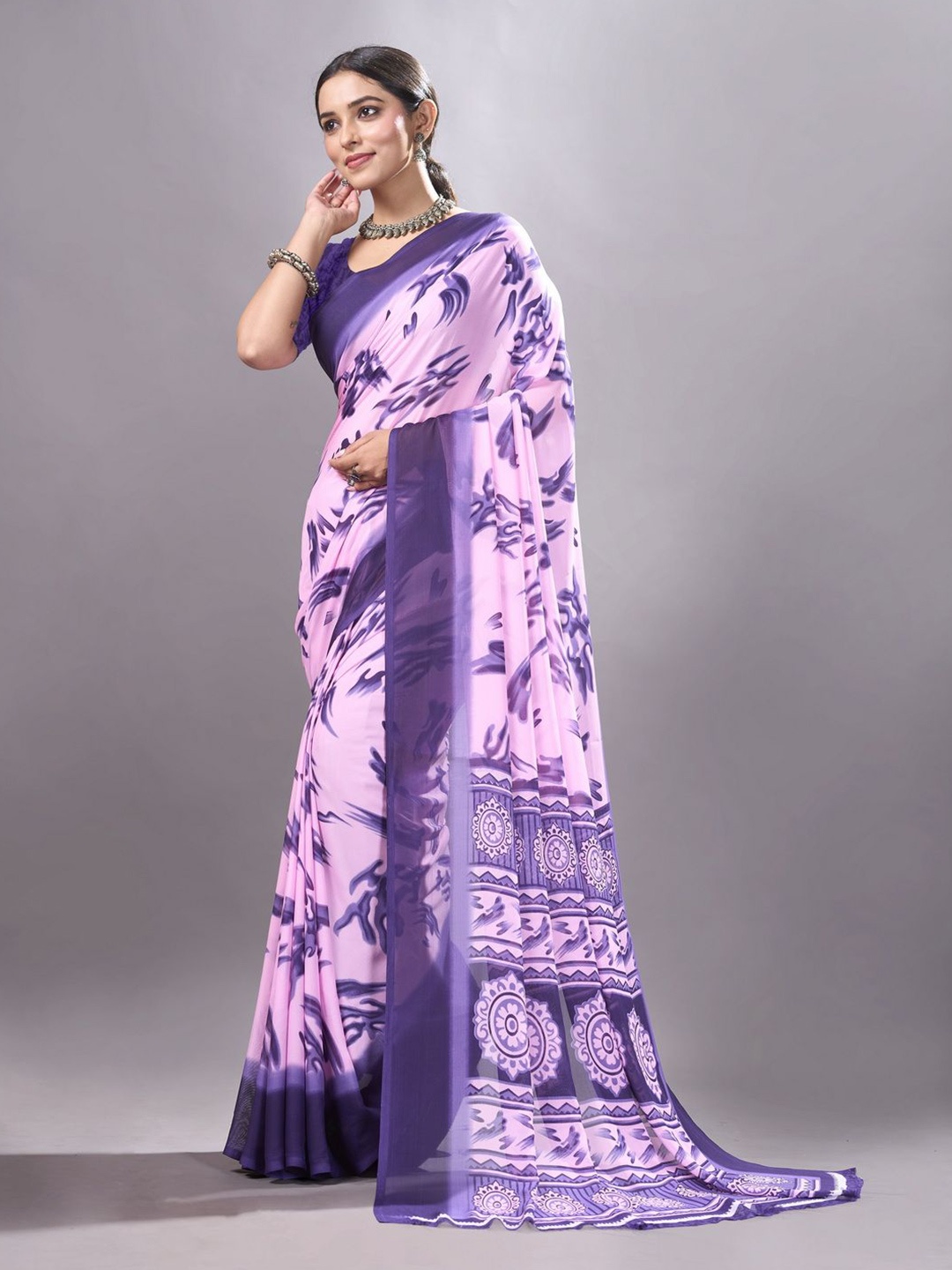 

NIRMAL CREATION Ethnic Motifs Printed Saree, Purple