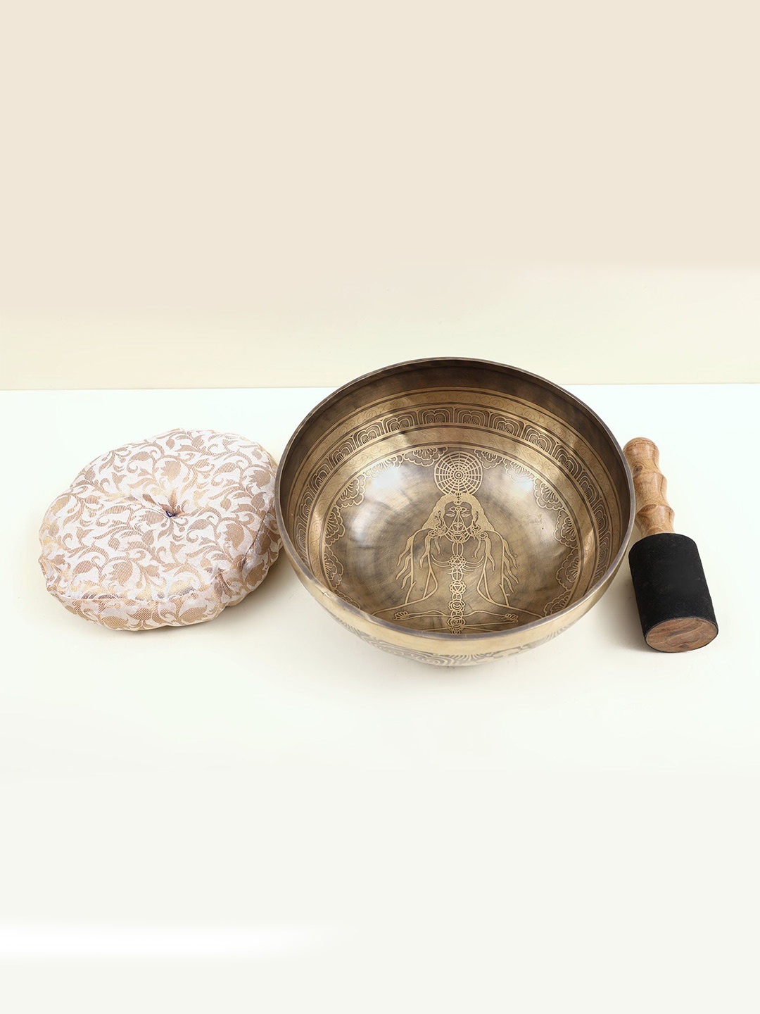 

Exotic India 10" Bronze Hand Beating Singing Bowl, Gold