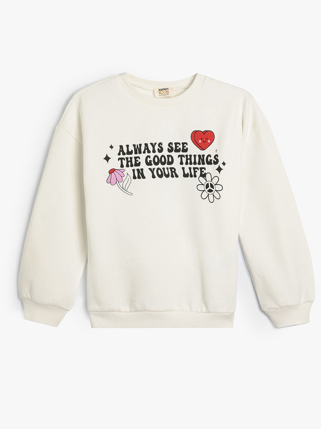 

Koton Girls Typography Printed Sweatshirt, Beige