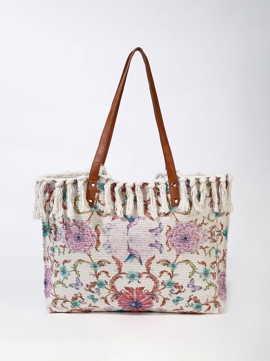

LULU & SKY Printed Structured Shoulder Bag with Bow Detail, Pink