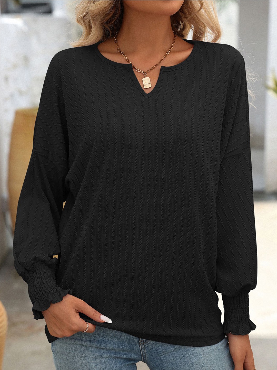 

StyleCast x Revolte Women Solid Round Neck Top, Black