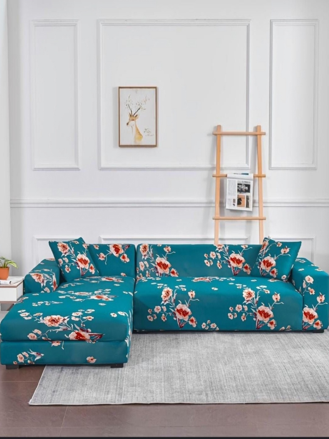 

TONY STARK Blue Polyester 2 Piece Sofa Cover With Arms