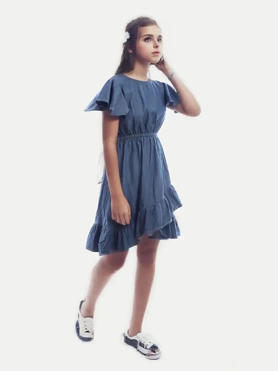 

BAESD Flared Sleeve Fit & Flare Dress, Blue