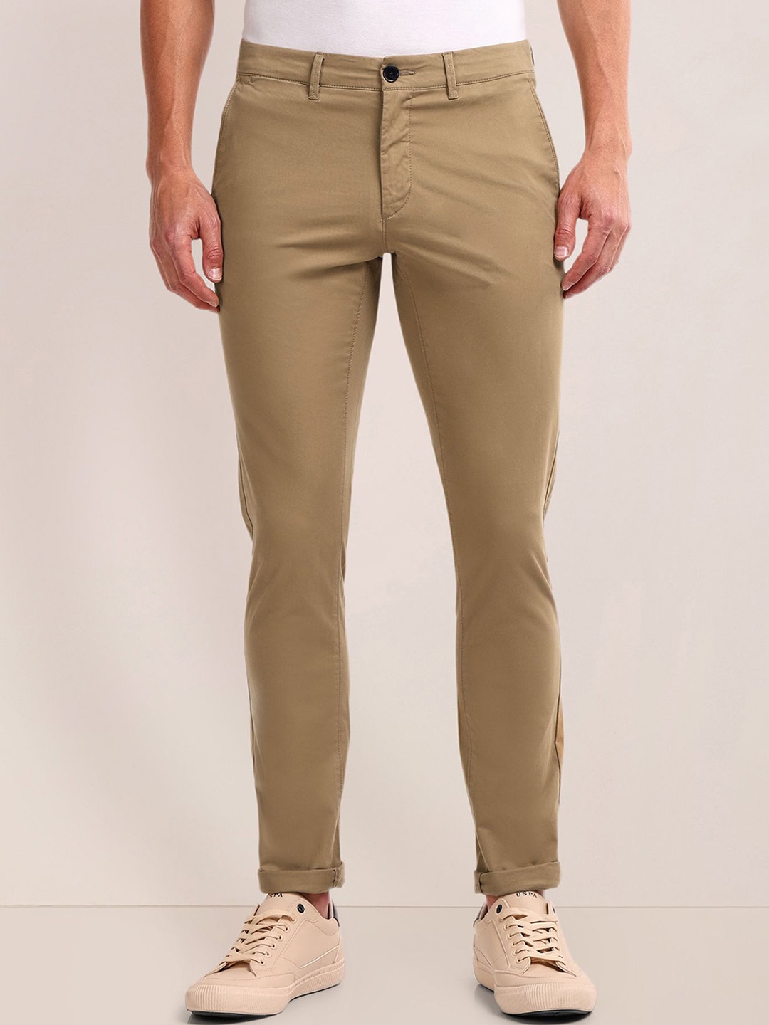

U.S. Polo Assn. Men Urban Slim Slim Fit Chinos Trousers, Beige