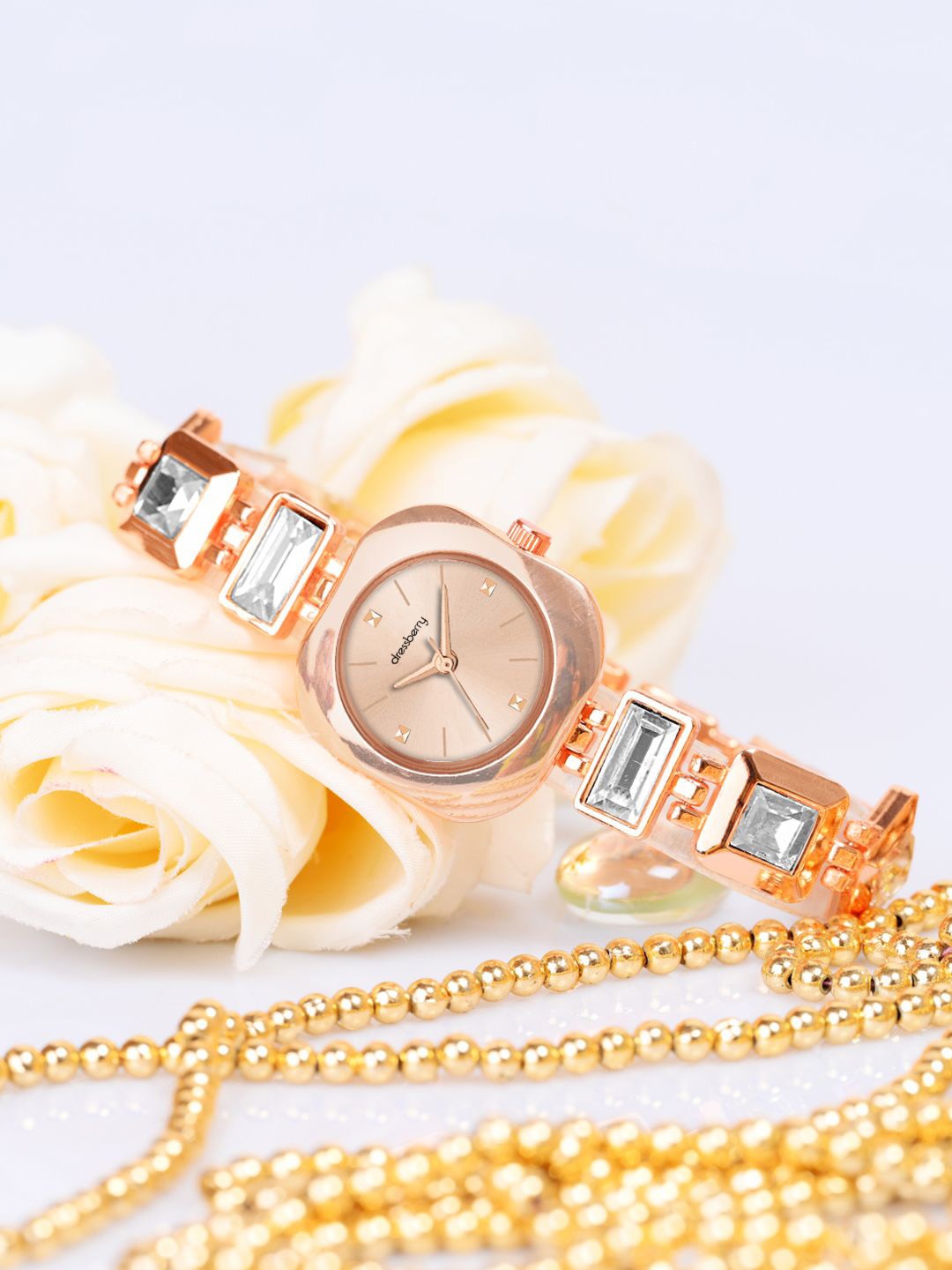 

DressBerry Women Patterned Dial & Bracelet Style Straps Analogue and Digital Watch HOBDB-310-RG, Rose gold