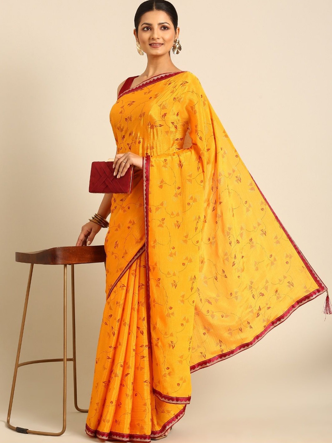 

all about you Floral Saree, Yellow