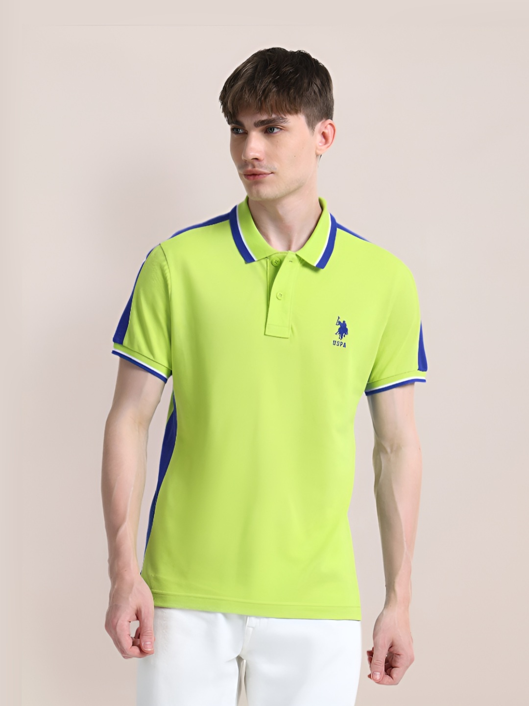 

U.S. Polo Assn. Men Polo Collar Slim Fit T-shirt, Green