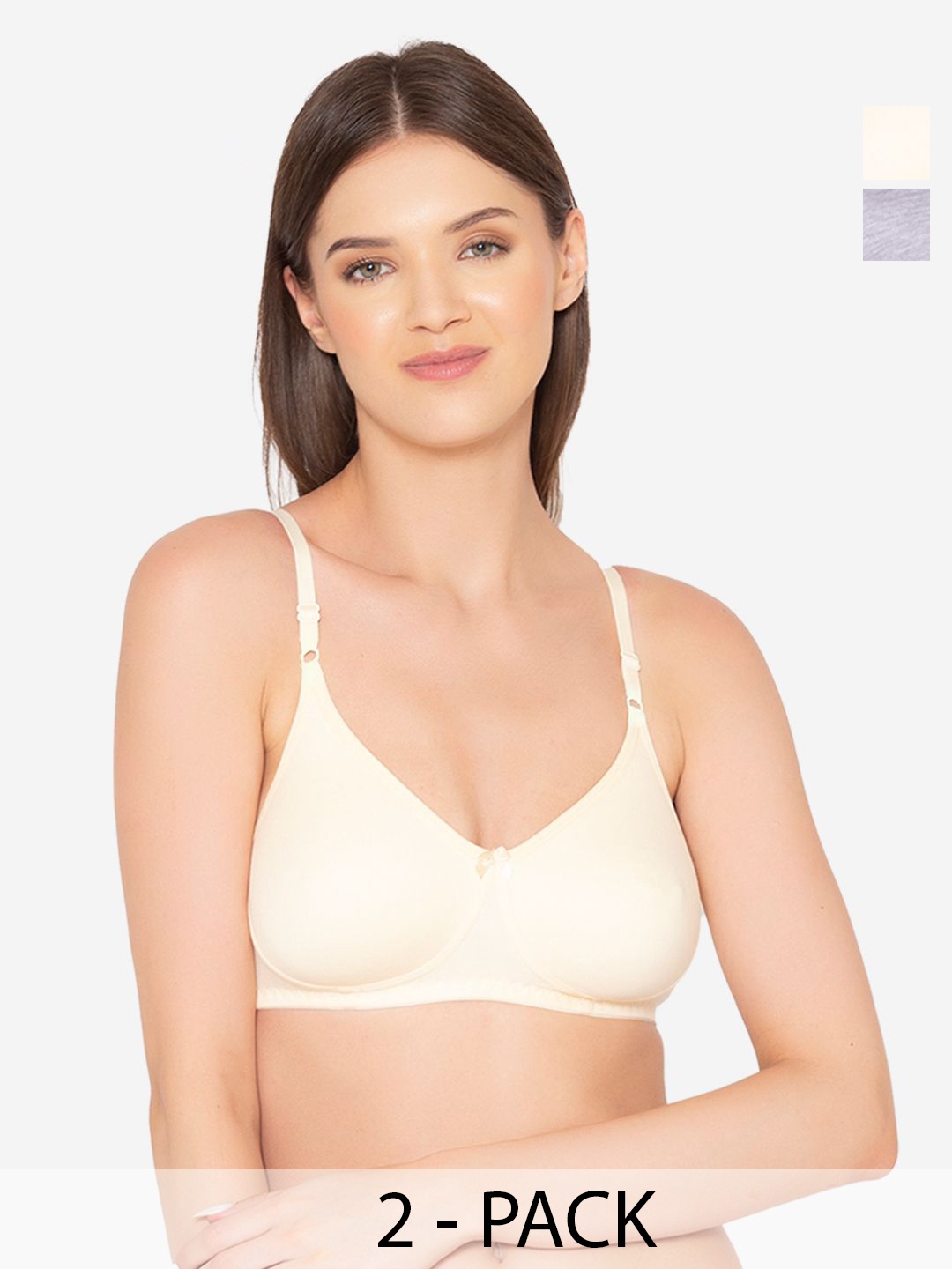 

GROVERSONS Paris Beauty Full Coverage Solid Bra Pack of 2, Grey