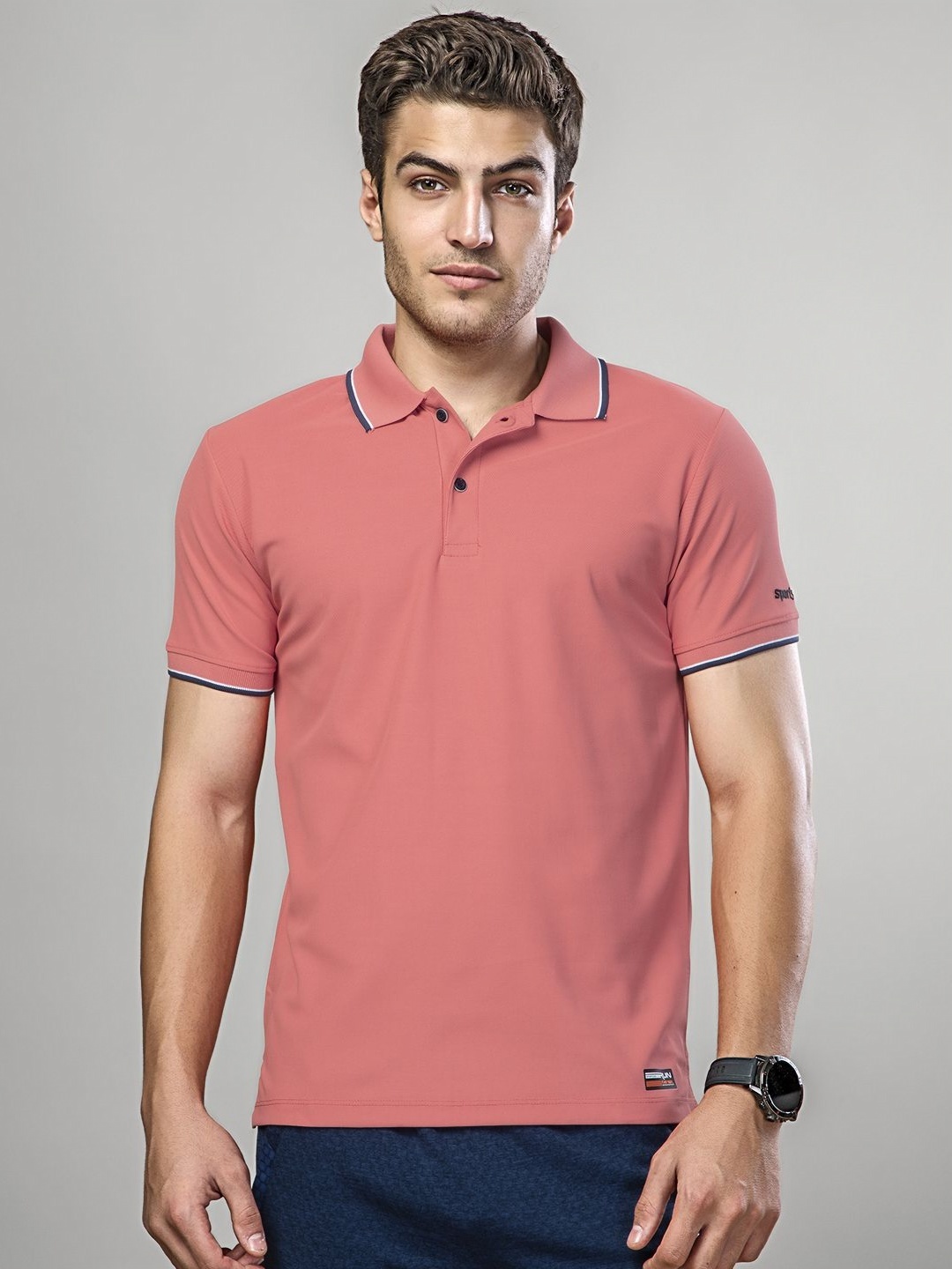 

SPORT SUN Men Polo Collar Dri-FIT Pockets T-shirt, Red