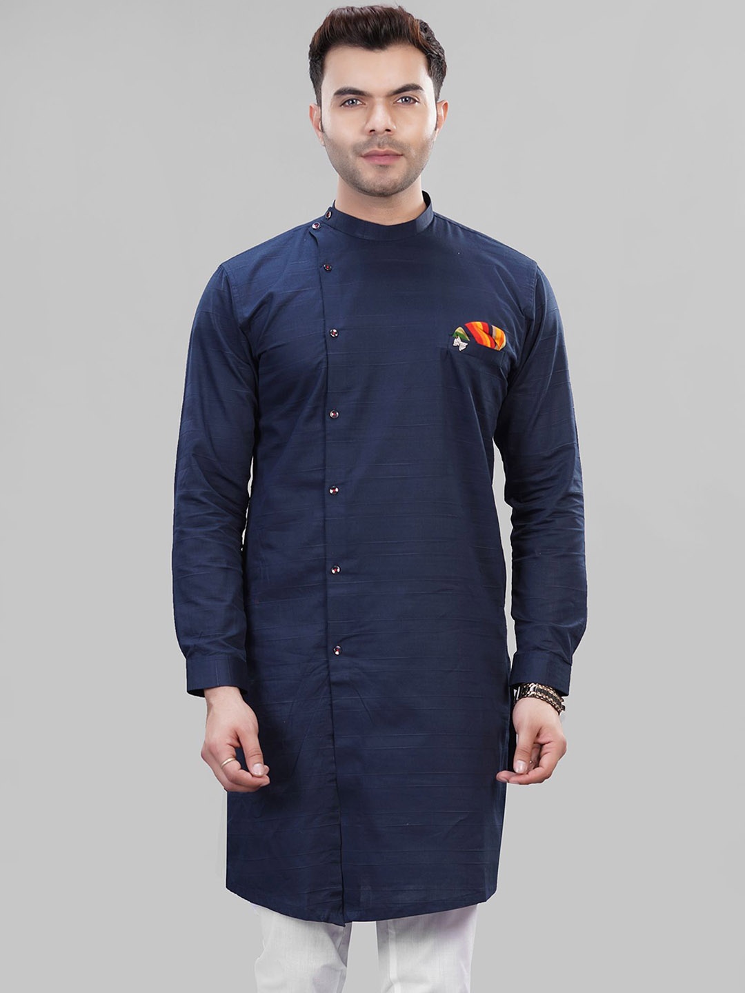 

LA'SCOOT Men Regular Kurta with Pyjamas, Navy blue