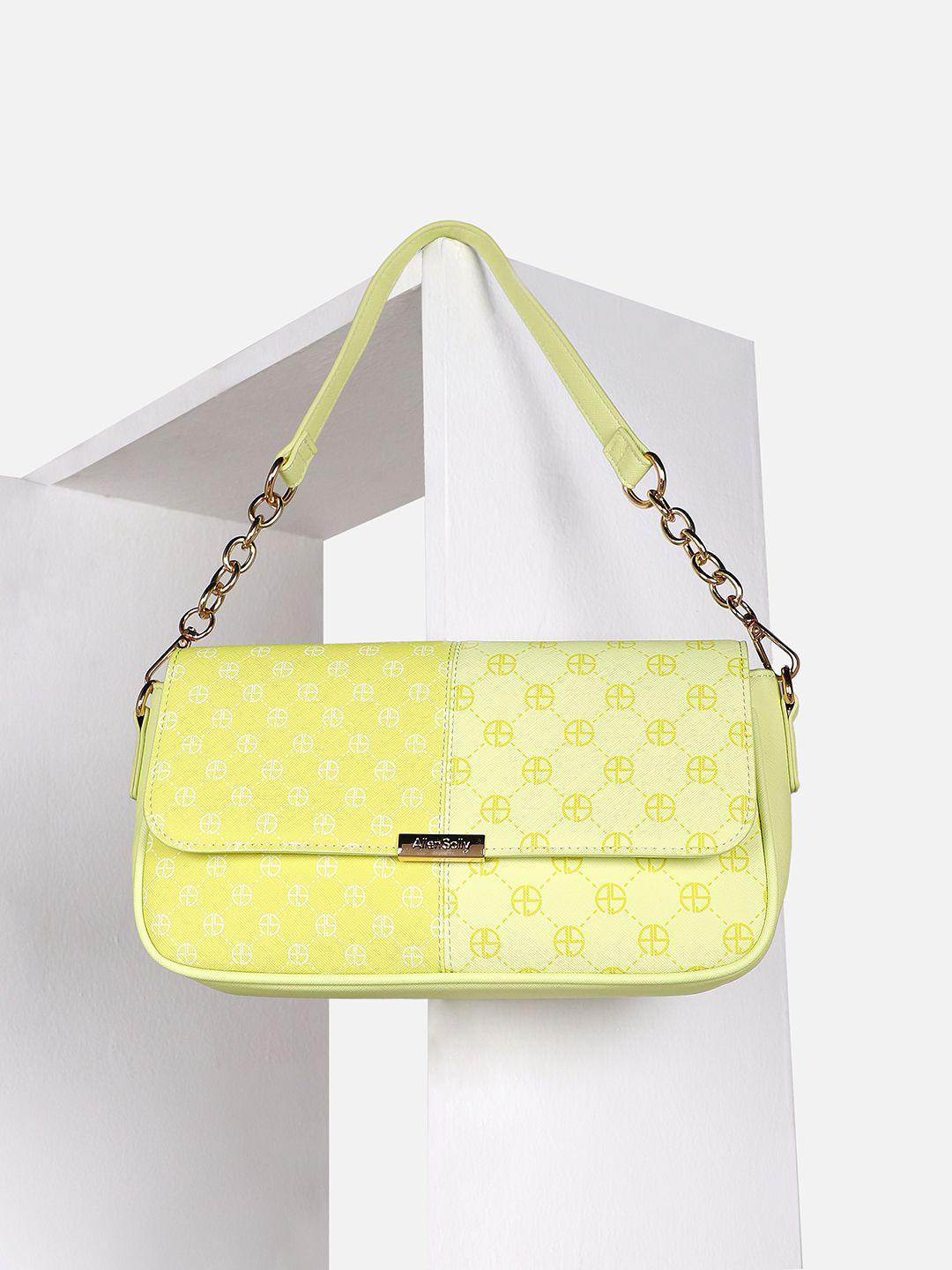 

Allen Solly Woman Geometric PU Structured Handheld Bag, Green
