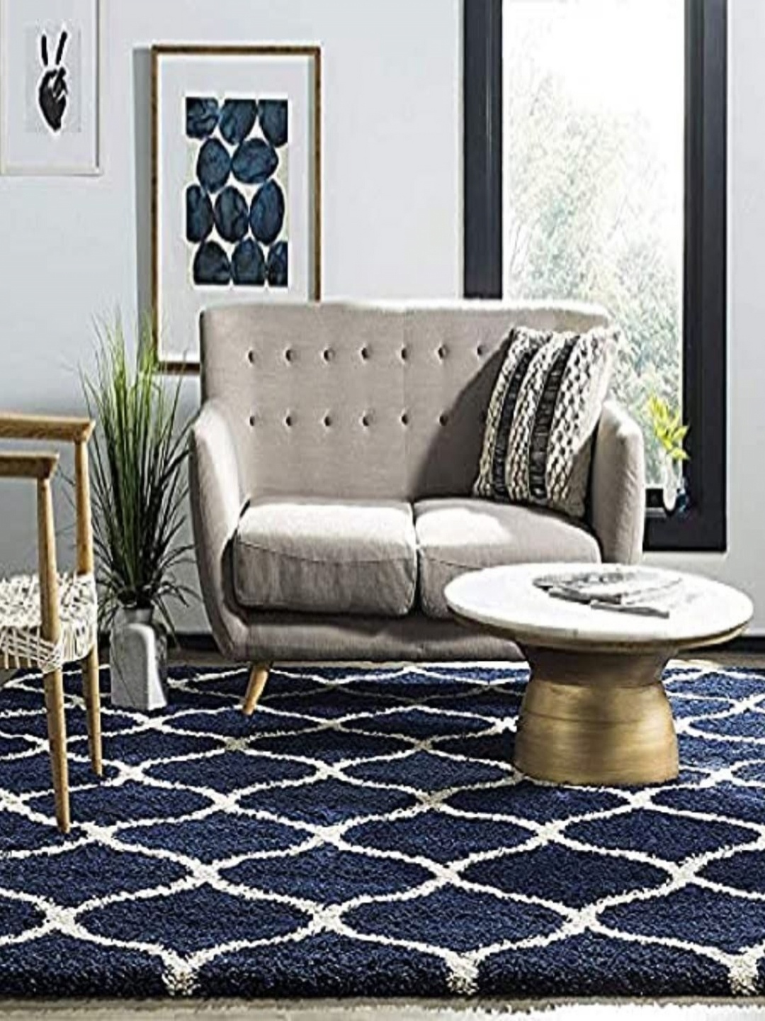 

Banchmark Home Furnishings Blue Geometric Handmade Polypropylene Carpet