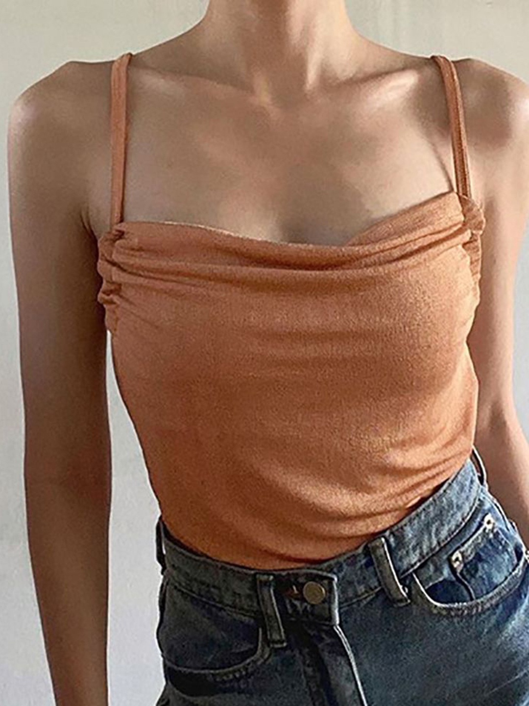 

StyleCast x Revolte Women Solid Shoulder Straps Top, Orange