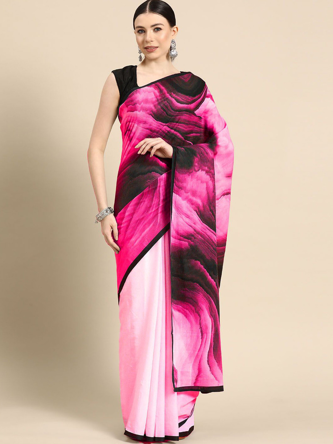 

BUTA BUTI Pure Cotton Printed Saree, Pink