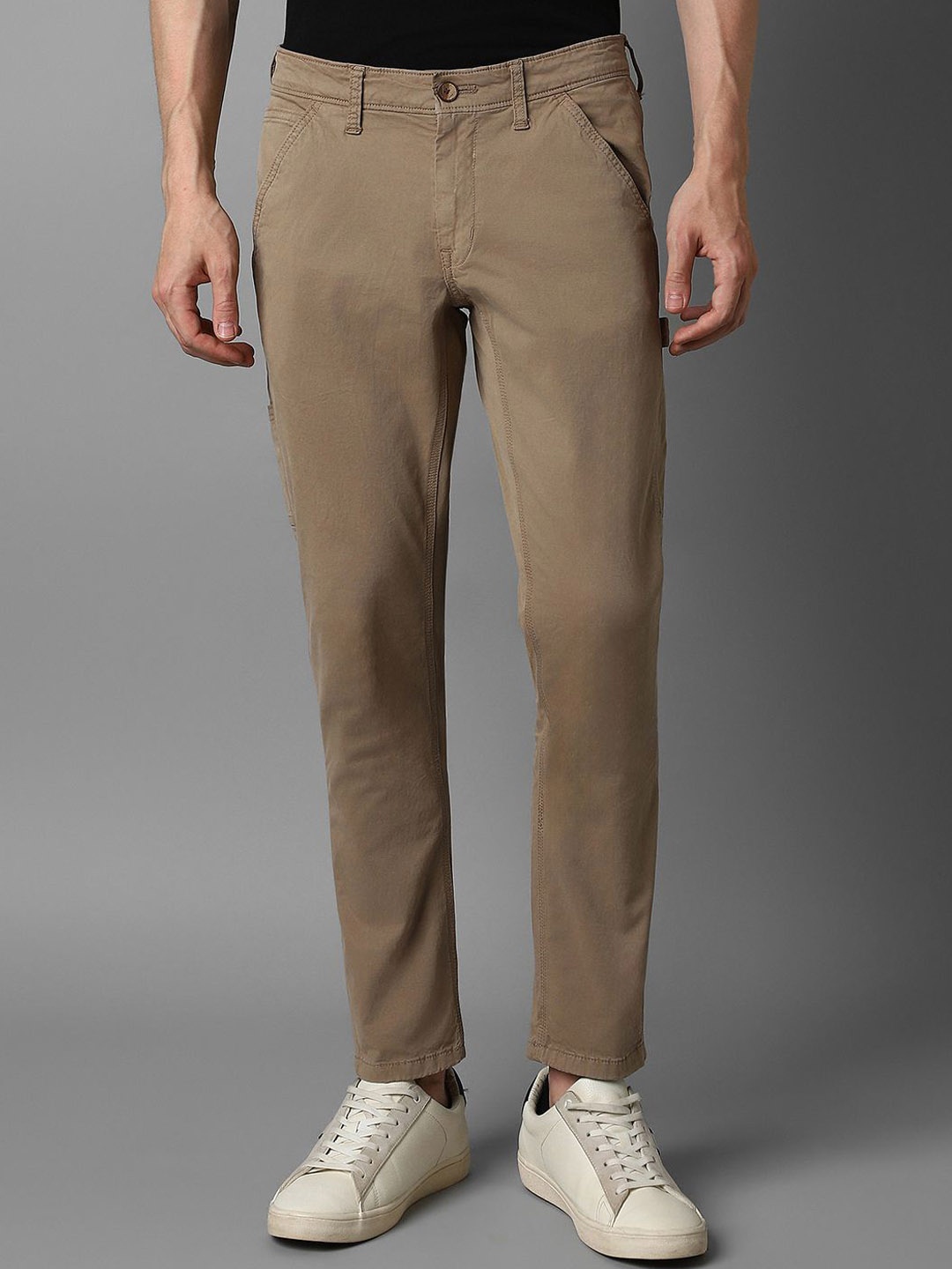 

Louis Philippe Jeans Men Slim Fit High-Rise Chinos Trousers, Brown