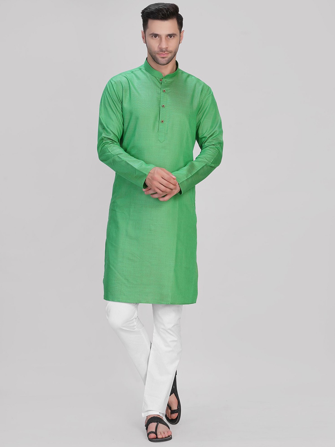 

LA'SCOOT Men Regular Kurta with Pyjamas, Green