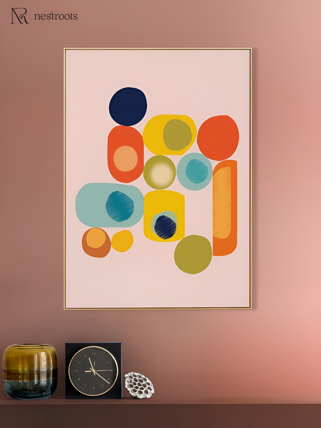 

nestroots Beige & Orange Vibrant Colors In Harmony Abstract Canvas Wall Painting, Peach