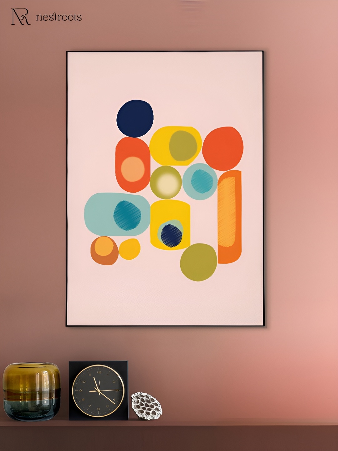 

nestroots Peach & Yellow Vibrant Colors In Harmony Abstract Canvas Wall Painting