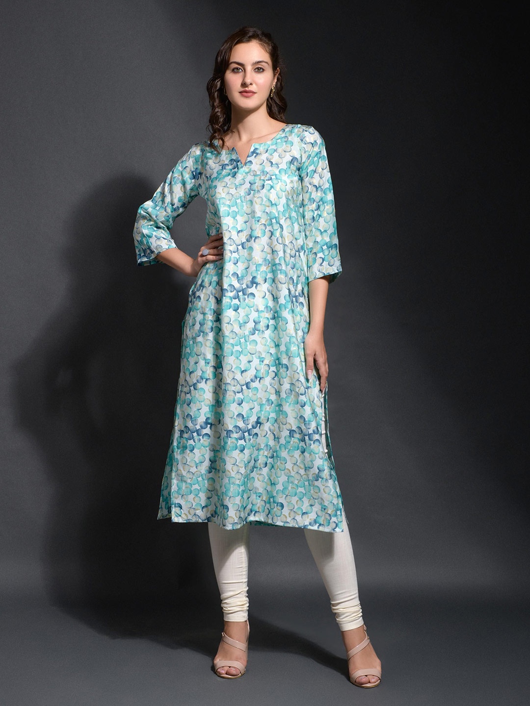 

SAZRIKA Printed Straight Kurta, Blue