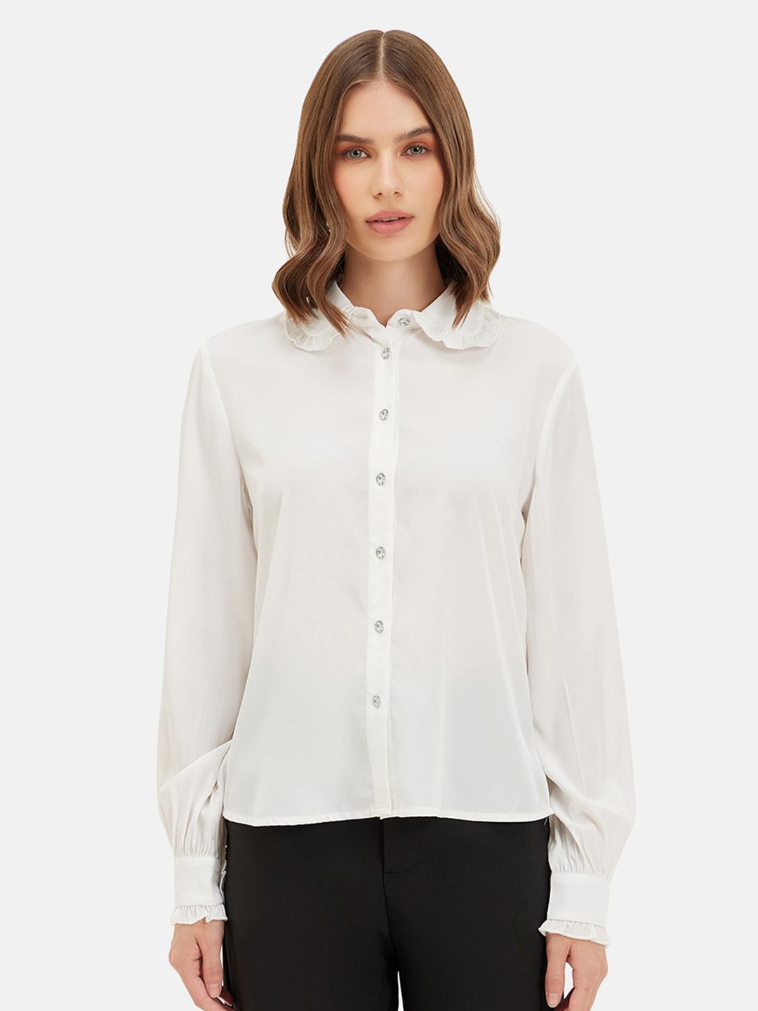 

Kazo Women Opaque Formal Shirt, White