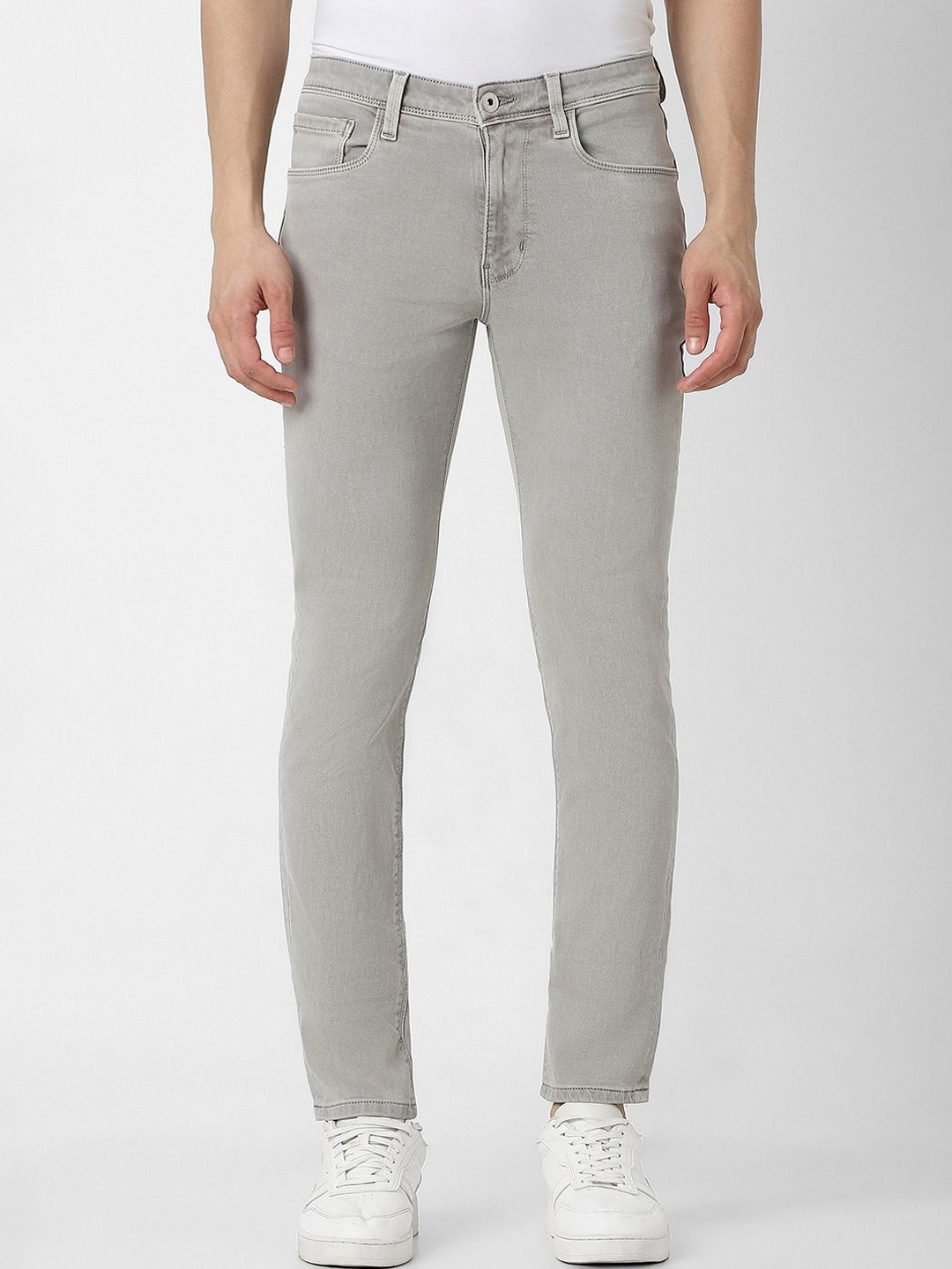

V Dot Men Skinny Fit Mid Rise Stretchable Jeans, Grey