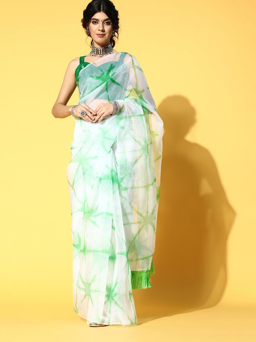 

KIMISHA Floral Organza Saree, White