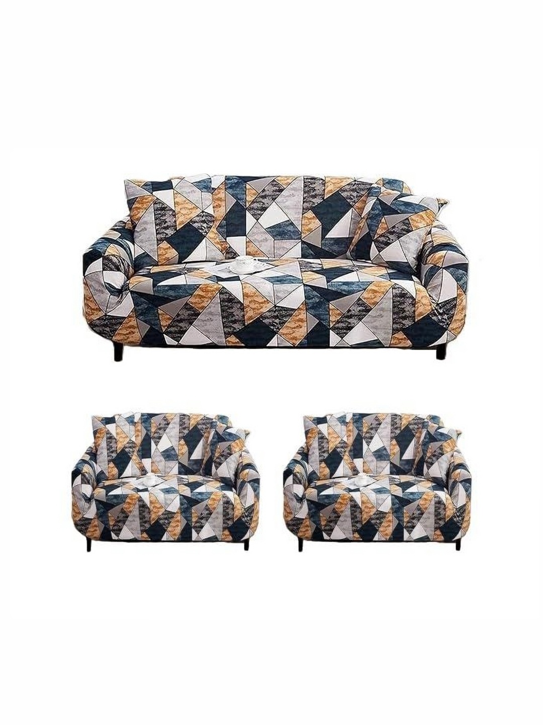 

TONY STARK Multicoloured Polyester 3 Piece Sofa Cover With Arms, Multi