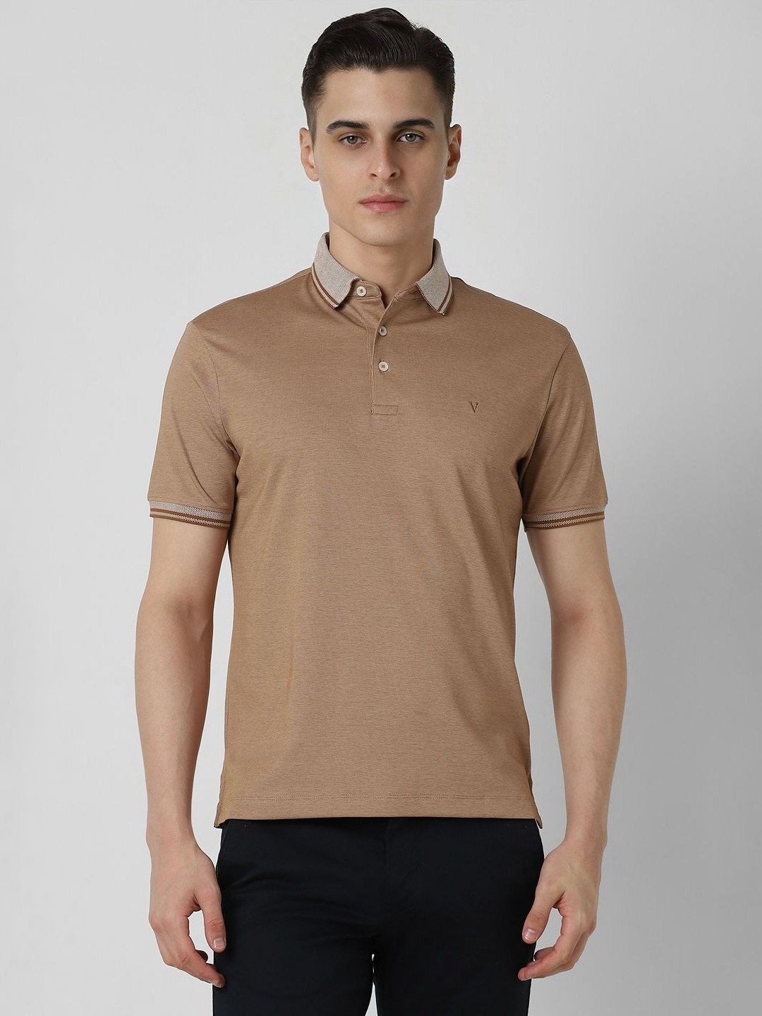 

Van Heusen Men Polo Collar Pockets T-shirt, Brown