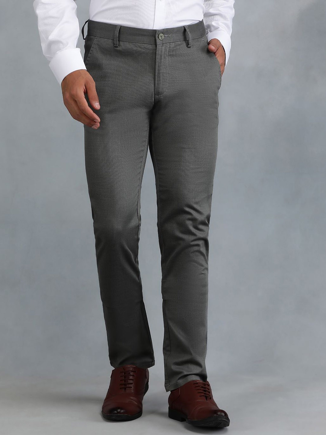 

Greenfibre Men Slim Fit Trousers, Grey