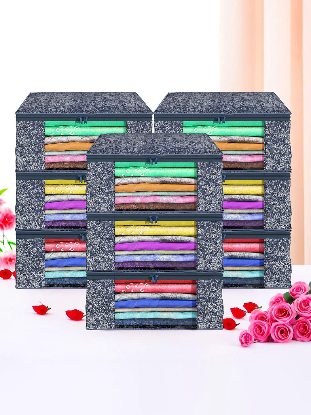 

Kuber Industries Navy Blue Set of 9 Regular Drawer Organiser Organisers