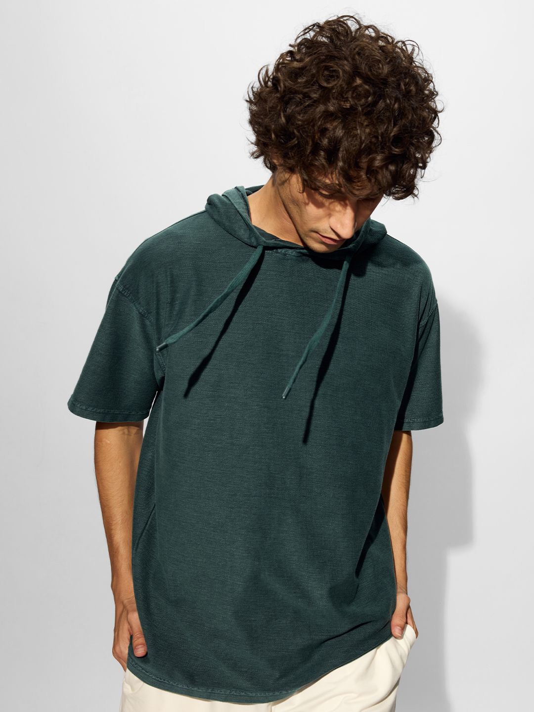 

The Souled Store Men Hooded Pockets T-shirt, Green