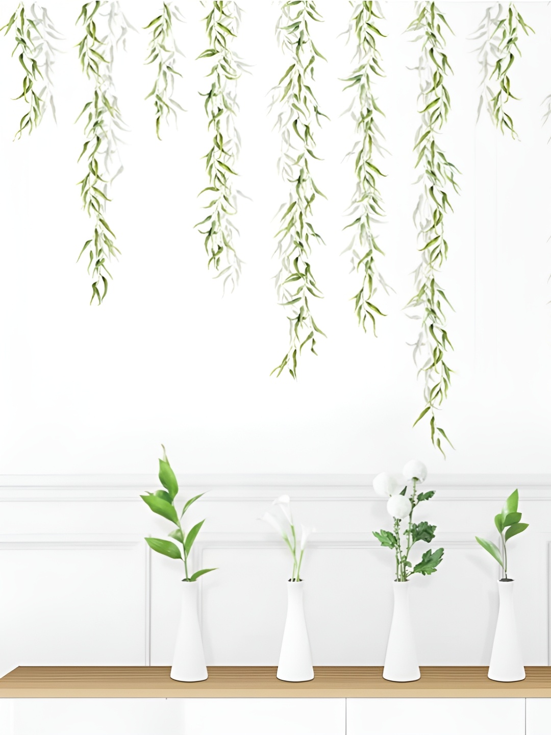 

Jaamso Royals Green Dropping Willow Branch Leaves Self-Adhesive Wall Sticker