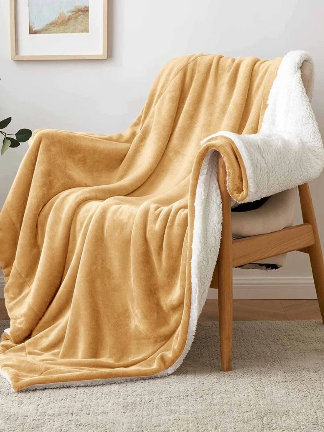 

LA VERNE Beige & White Heavy Winter 500 GSM Double Bed Blanket