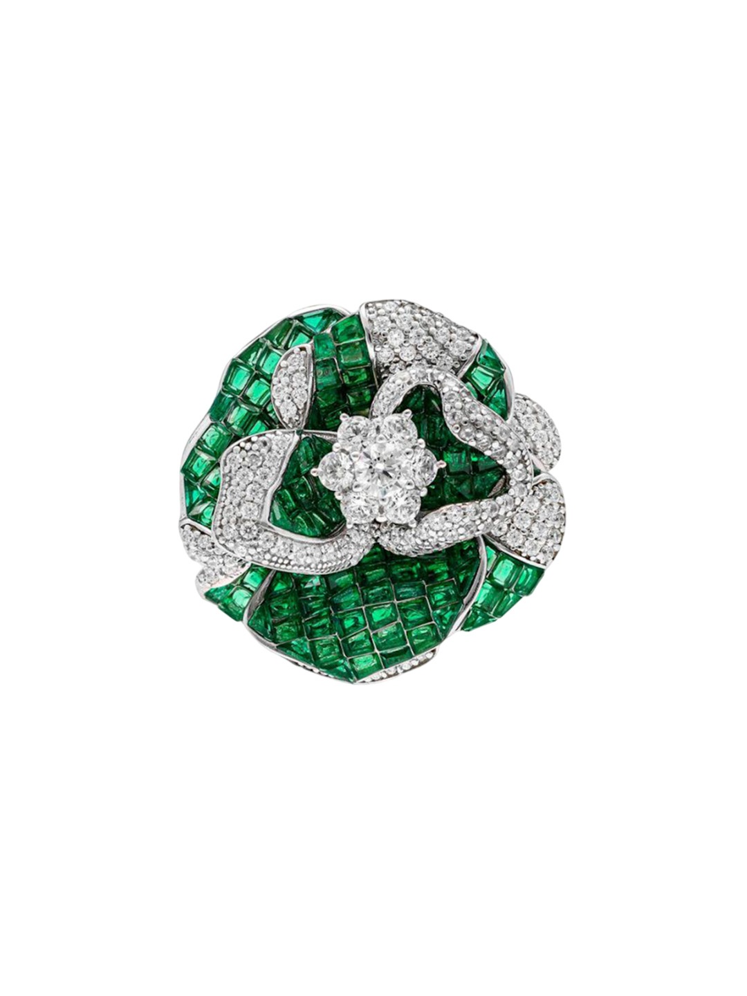 

MISS JO Rhodium Plated Cubic Zirconia Stone Studded Finger Ring, Silver