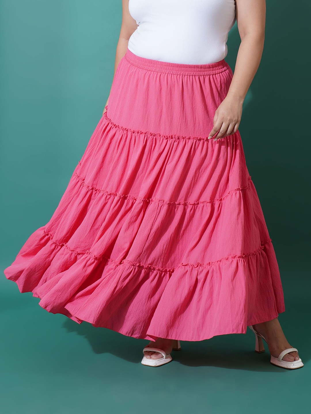 

U&F Beyond Flared Maxi Skirts, Pink