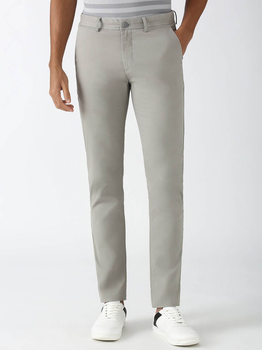 

Peter England Casuals Men Skinny Fit Trousers, Grey