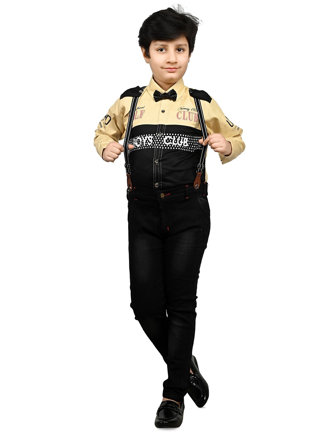 

Arshia Fashions Boys Printed Shirt with Trousers, Yellow