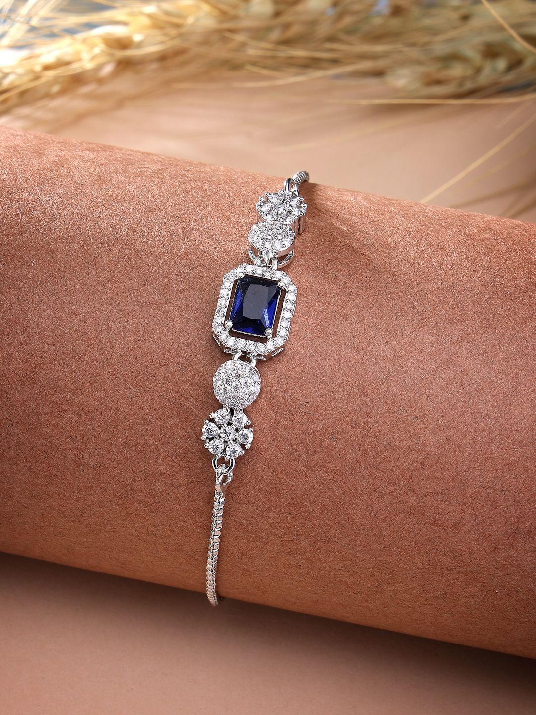 

ZENEMEAmerican Diamond Rhodium-Plated Wraparound Bracelet, Silver