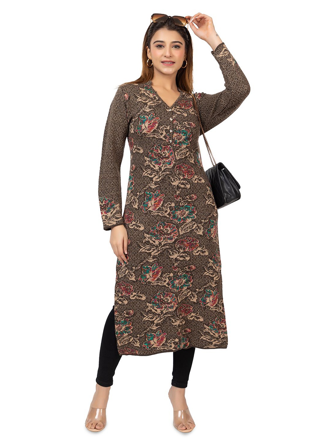 

TWENTY ME Embroidered Straight Kurta, Brown