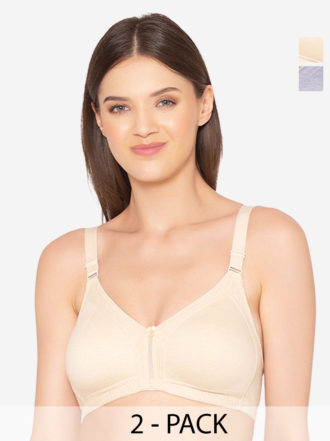 

GROVERSONS Paris Beauty Full Coverage Solid Non Padded Bra Pack of 2, Grey